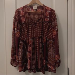 Boho Peasant Top with Tassels